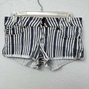 Dollhouse Blue and White Striped Short Shorts - 5